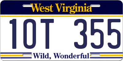 WV license plate 1OT355