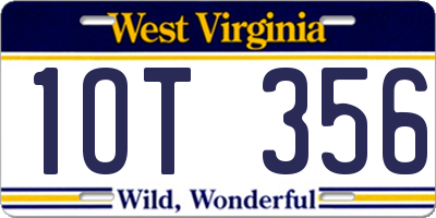 WV license plate 1OT356