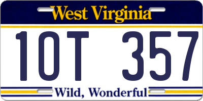 WV license plate 1OT357