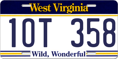WV license plate 1OT358