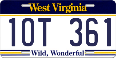 WV license plate 1OT361