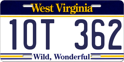 WV license plate 1OT362