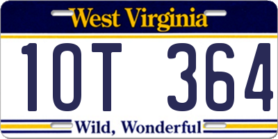WV license plate 1OT364