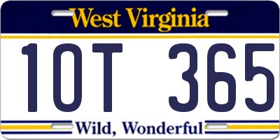 WV license plate 1OT365
