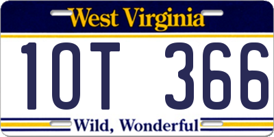 WV license plate 1OT366