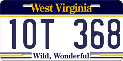 WV license plate 1OT368