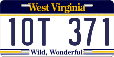 WV license plate 1OT371