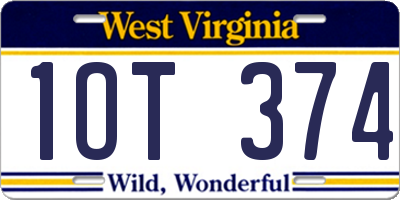 WV license plate 1OT374