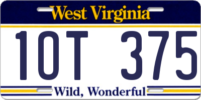 WV license plate 1OT375