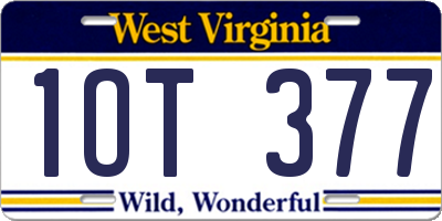 WV license plate 1OT377