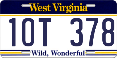 WV license plate 1OT378