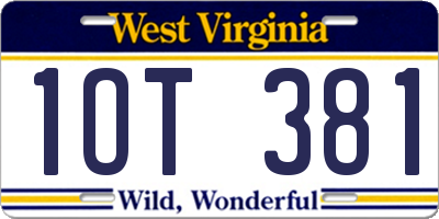 WV license plate 1OT381