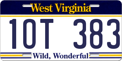 WV license plate 1OT383