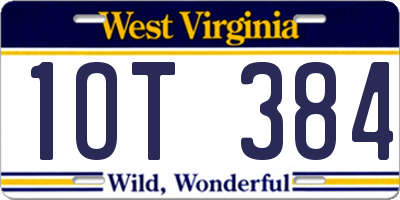 WV license plate 1OT384