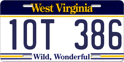 WV license plate 1OT386