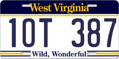 WV license plate 1OT387