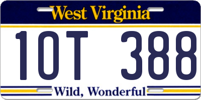 WV license plate 1OT388