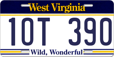 WV license plate 1OT390