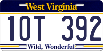 WV license plate 1OT392