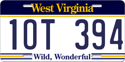 WV license plate 1OT394