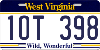 WV license plate 1OT398