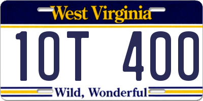 WV license plate 1OT400