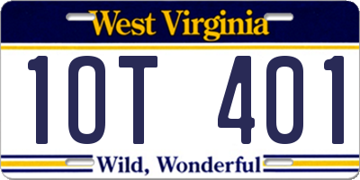 WV license plate 1OT401