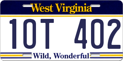 WV license plate 1OT402