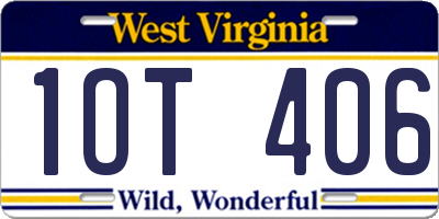 WV license plate 1OT406