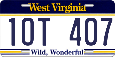 WV license plate 1OT407