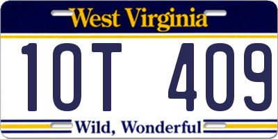WV license plate 1OT409