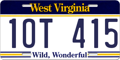 WV license plate 1OT415