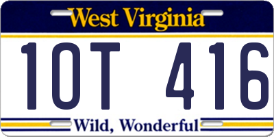 WV license plate 1OT416