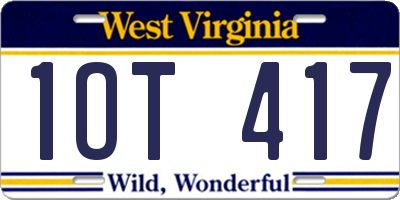 WV license plate 1OT417