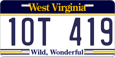 WV license plate 1OT419