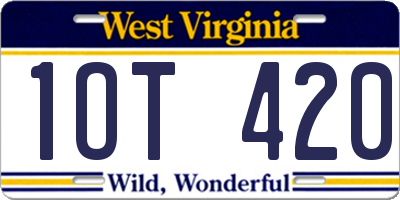 WV license plate 1OT420