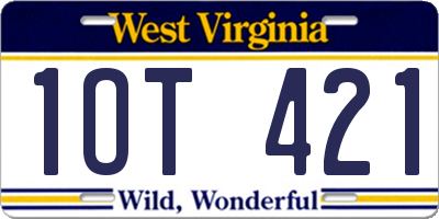 WV license plate 1OT421