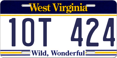 WV license plate 1OT424