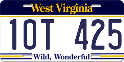 WV license plate 1OT425