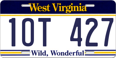 WV license plate 1OT427