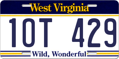 WV license plate 1OT429