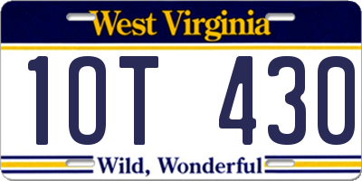 WV license plate 1OT430