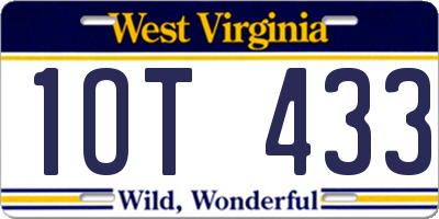 WV license plate 1OT433