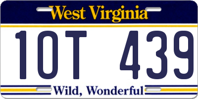 WV license plate 1OT439