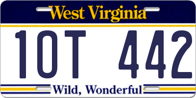 WV license plate 1OT442
