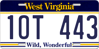WV license plate 1OT443