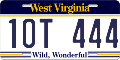 WV license plate 1OT444