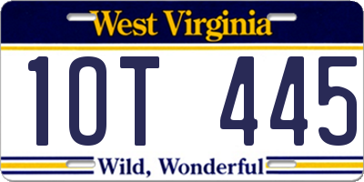 WV license plate 1OT445
