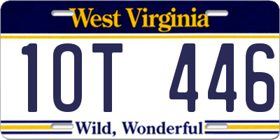 WV license plate 1OT446