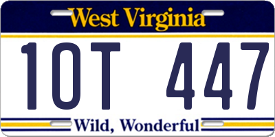 WV license plate 1OT447
